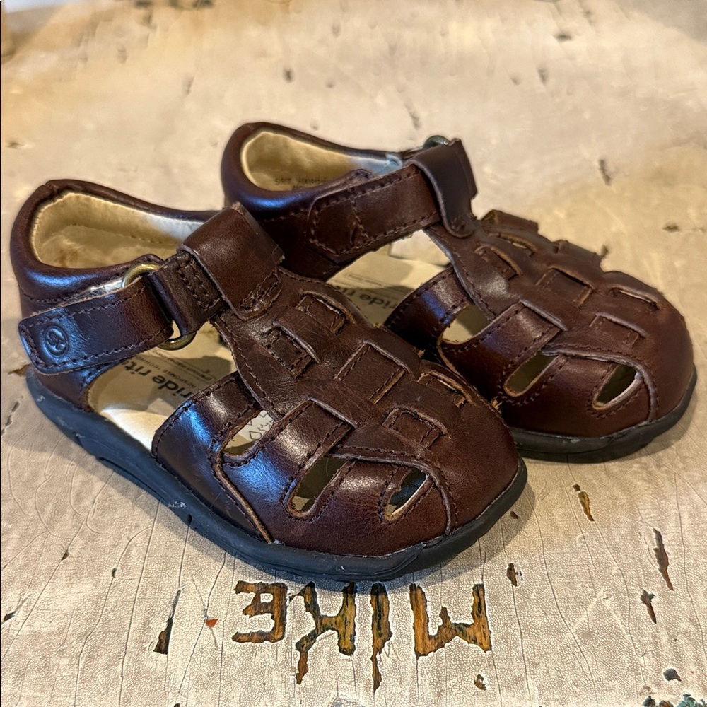Stride Rite Harper Dark Brown Leather Sandals 4